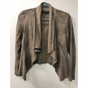 Zara Brown Drape Front Faux Leather Jacket - S